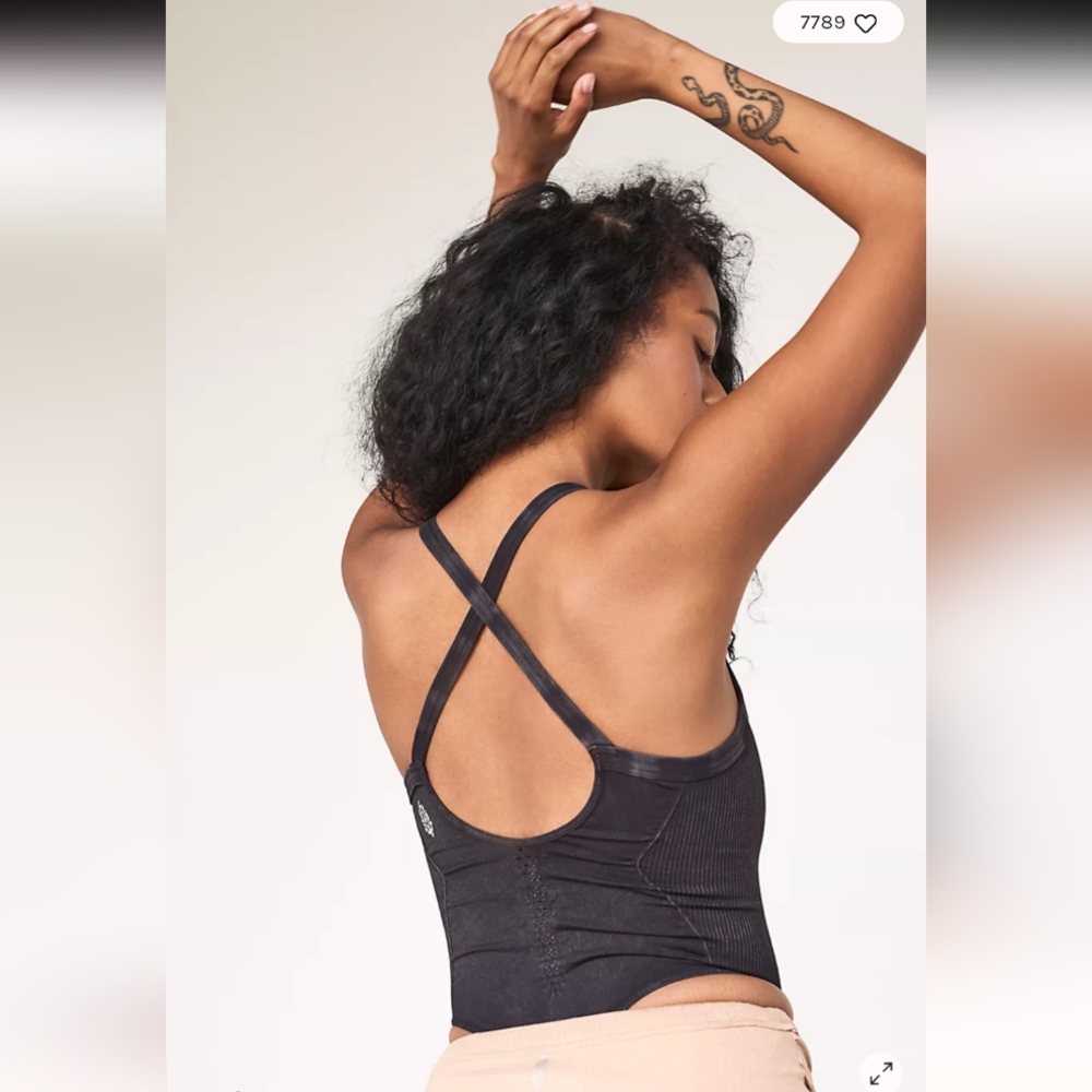 FP Movement NWT Good Karma Bodysuit M/L Washed Black